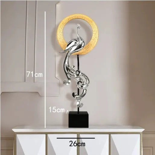 European style synthetic resin Phoenix ornament in a choice of festive red, rose gold or elegant silver finish.