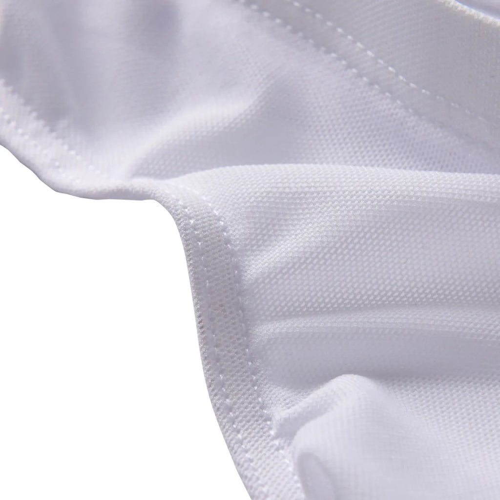 Men's black nylon triangle briefs with low waist design and quick-drying features