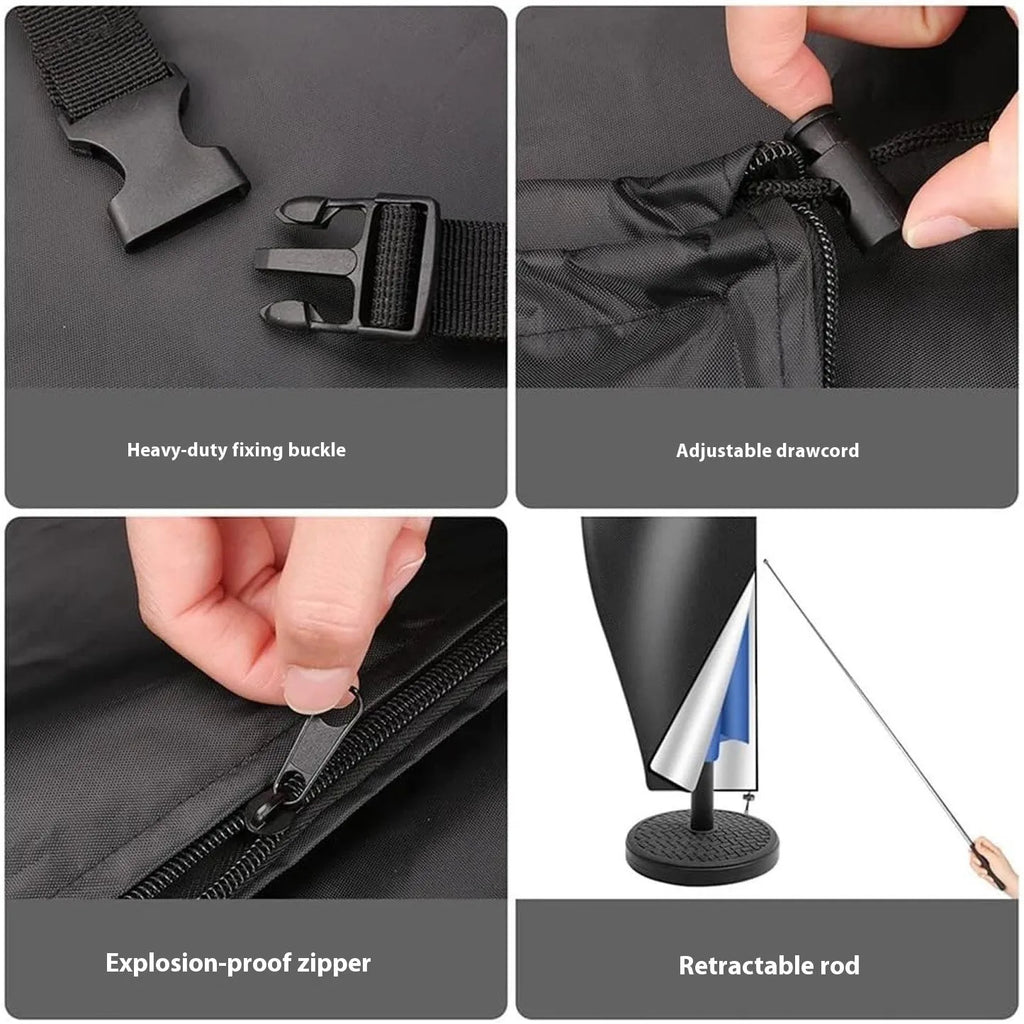 Simple grey waterproof Oxford cloth cover for an offset banana patio umbrella.