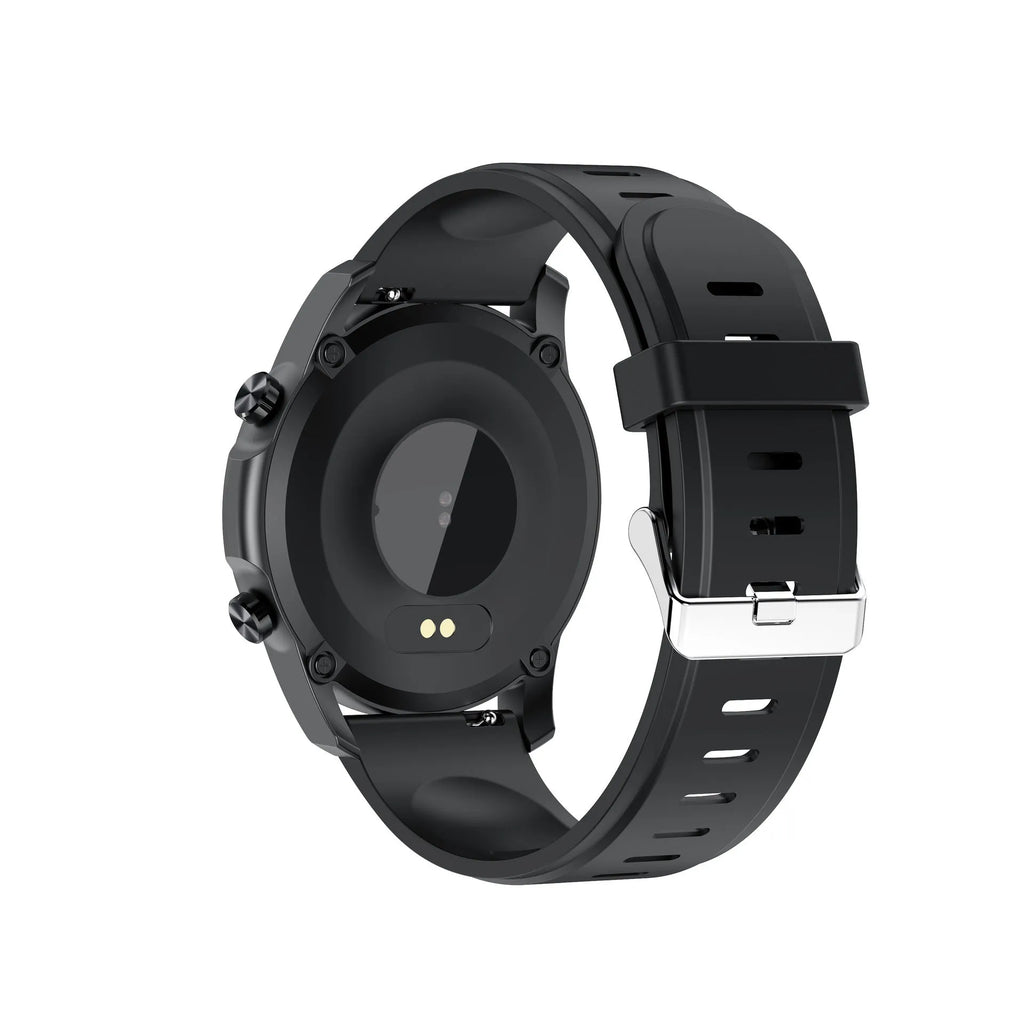 Youth2 Body Temperature Smart Bracelet in black with 1.3 inch screen on wrist.