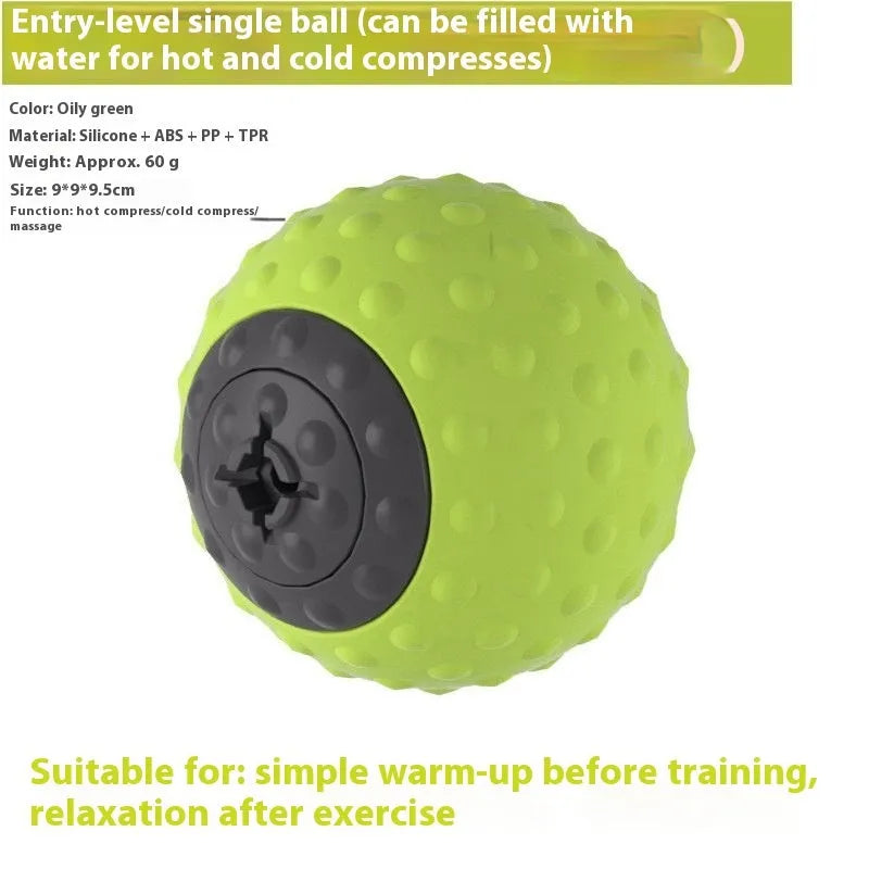 Massage ball set for cold and hot compress therapy in green and brown colour options