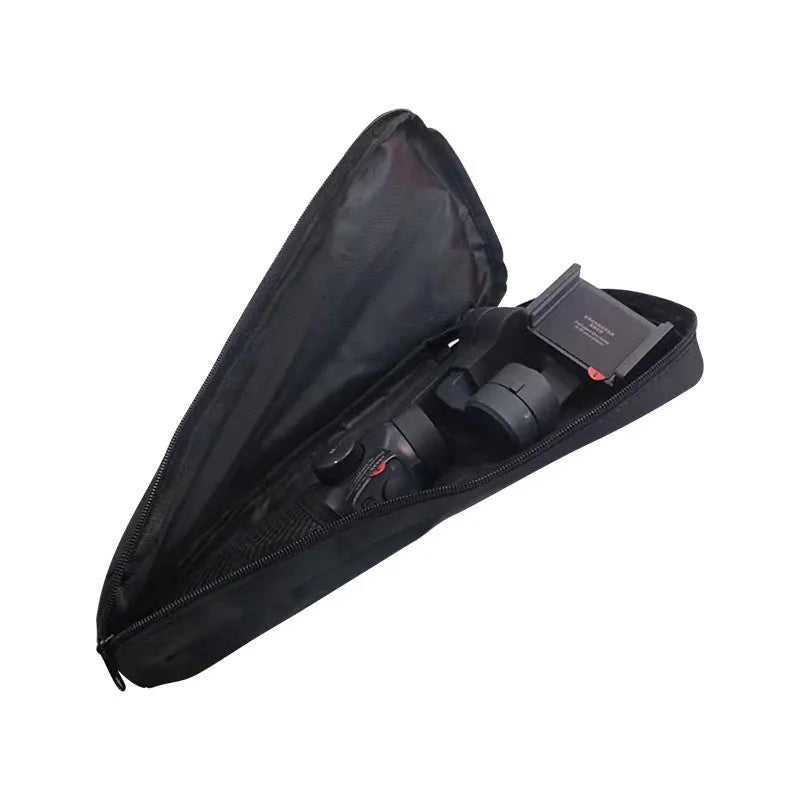 Black cloth storage bag for mobile phone stabilizer accessories with zipper