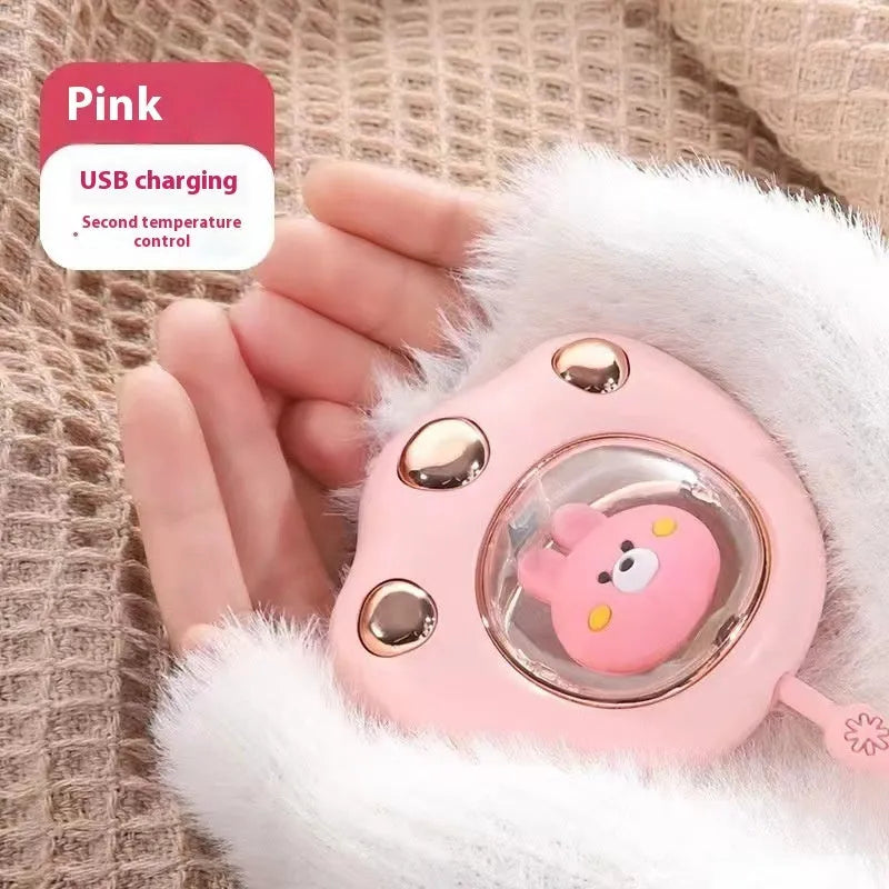 USB hand warmer with digital display showing temperature, aluminium heat dissipation, available in six colours