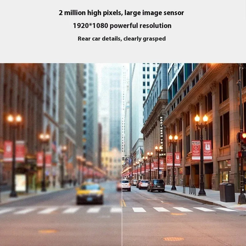 Compact HD 1080p rear window recording camera with wide angle lens.