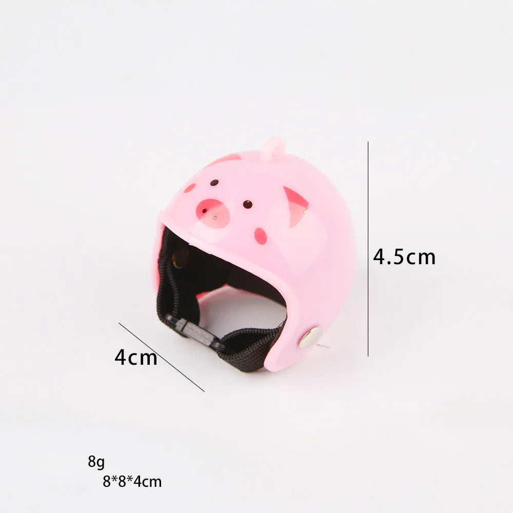 Small adjustable plastic helmet for chickens and birds with elastic bands and sponge lining