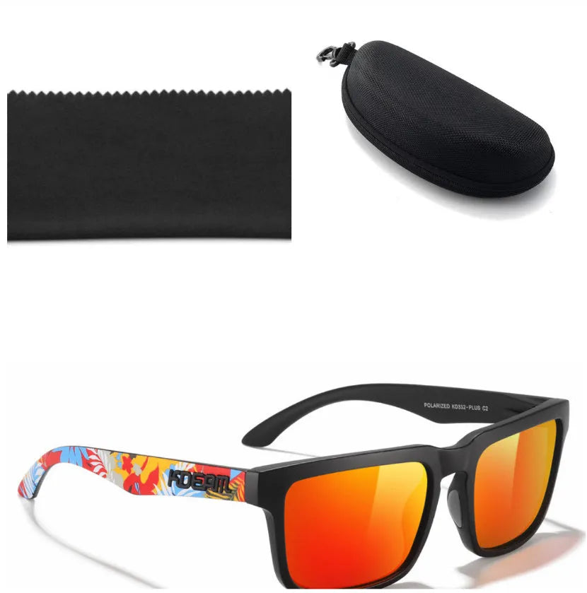 Polarized square sunglasses with TAC lens and PC frame in multiple colour options for outdoor use