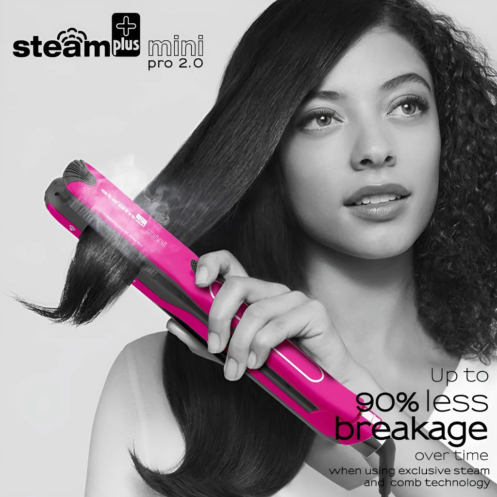 Mini steam splint spray steam hair straightener in champagne, purple, or rose red colour with curling and straightening functions