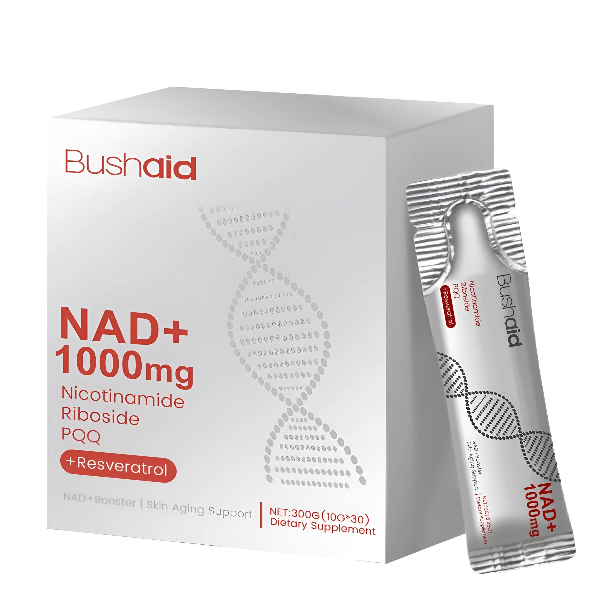 300g container of anti-aging liquid drink supplement with nicotinamide riboside and resveratrol