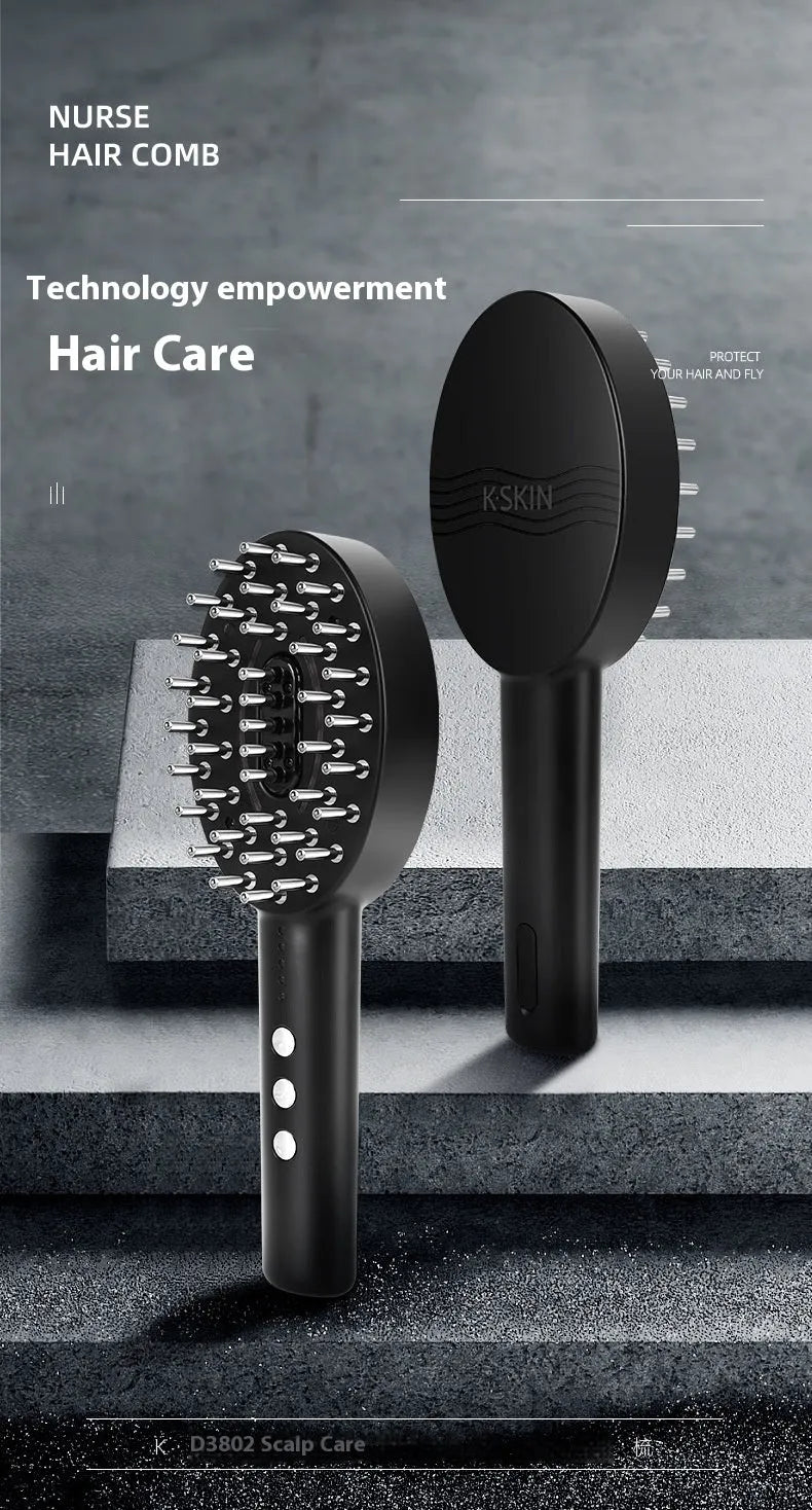 KD3802 black wireless handheld scalp massager and medicine supplying device with charging cable.