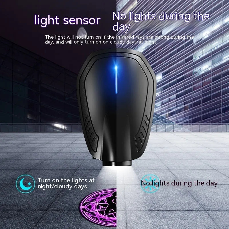 F2 rechargeable car wireless welcome light in black ABS housing with USB port