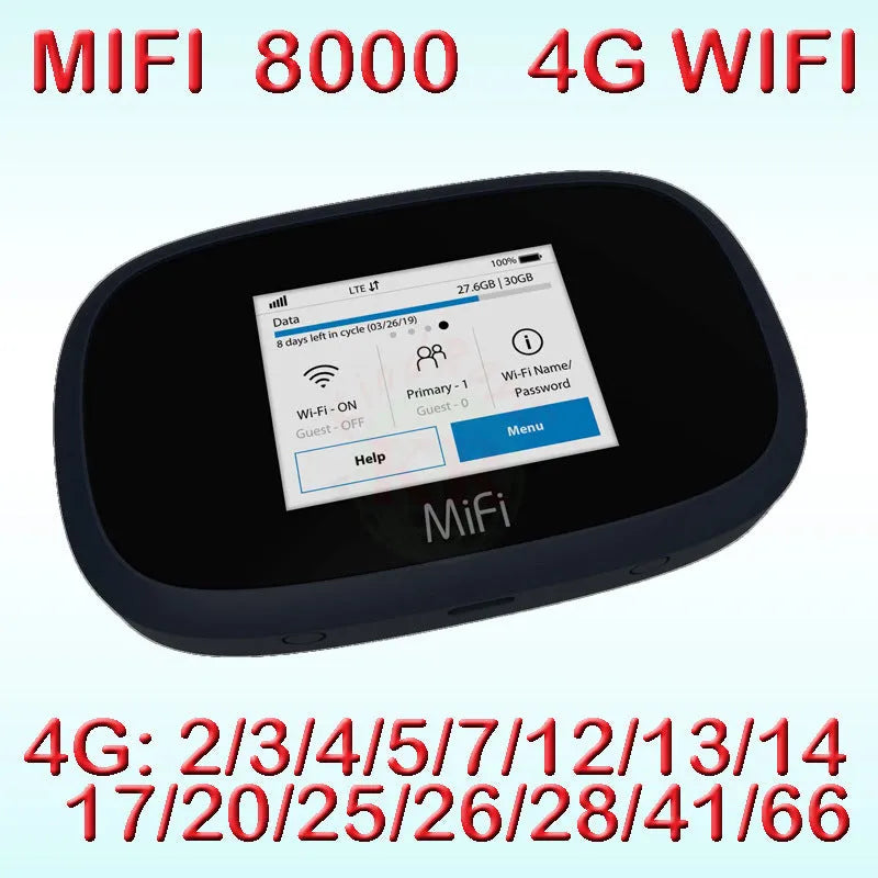 Black portable 4G LTE wireless router with dual-core processor for mobile internet access