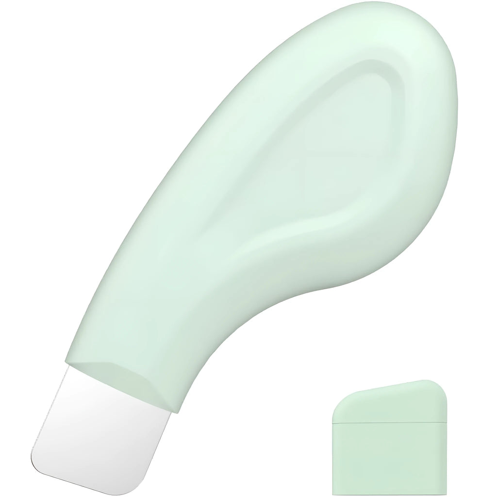 Stainless steel blackhead scraper tool with non-slip handle for facial pore cleaning