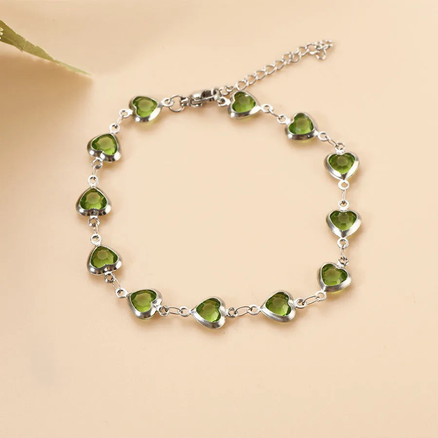Stainless steel geometric devil's eye heart bracelet with electroplated colour options