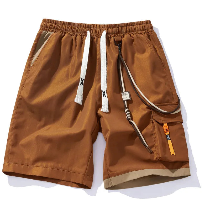 Men's plus-size loose-fit sports shorts in bamboo fibre, shown in a cropped straight-leg style.