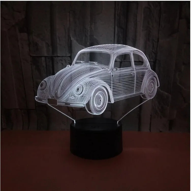 Remote control LED table lamp with colourful 3D acrylic lighting effects on black base