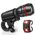 Bicycle headlight and taillight set with mounting bracket on a bike