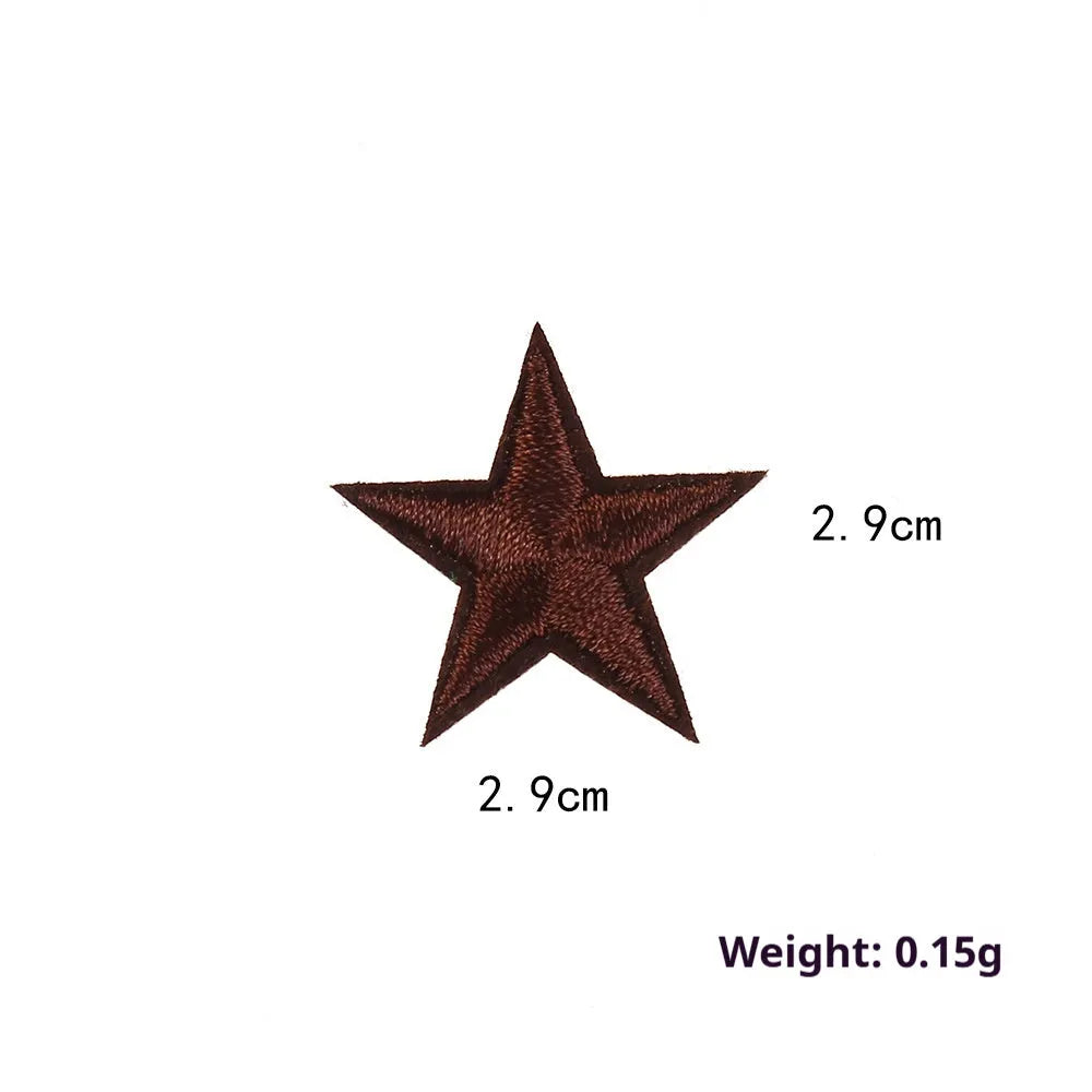 Colourful embroidered five-pointed star cloth stickers for DIY fabric decoration