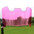 Close-up of multicolour rugby helmet goggles showing impact-resistant material and attachment points.