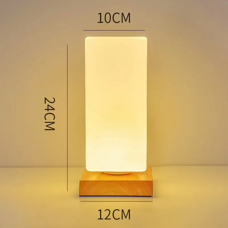 Nordic solid wood USB table lamp with touch dimming in white flower shape design