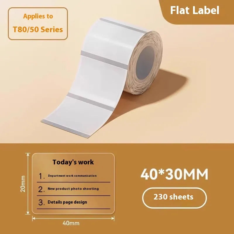 Pack of transparent waterproof adhesive label stickers in various rectangular and round sizes on a sheet.