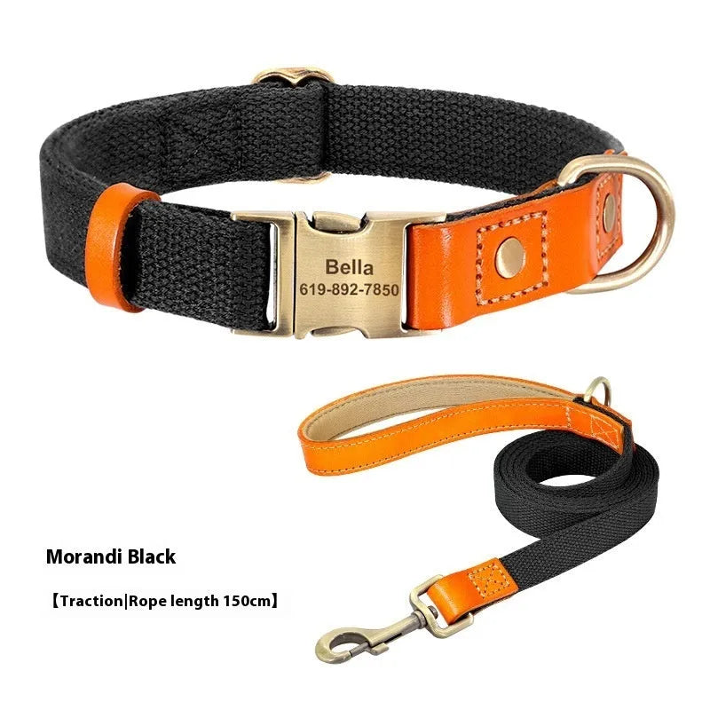 Small dog mohair neck collar and matching traction rope set in Mo Landi green colour