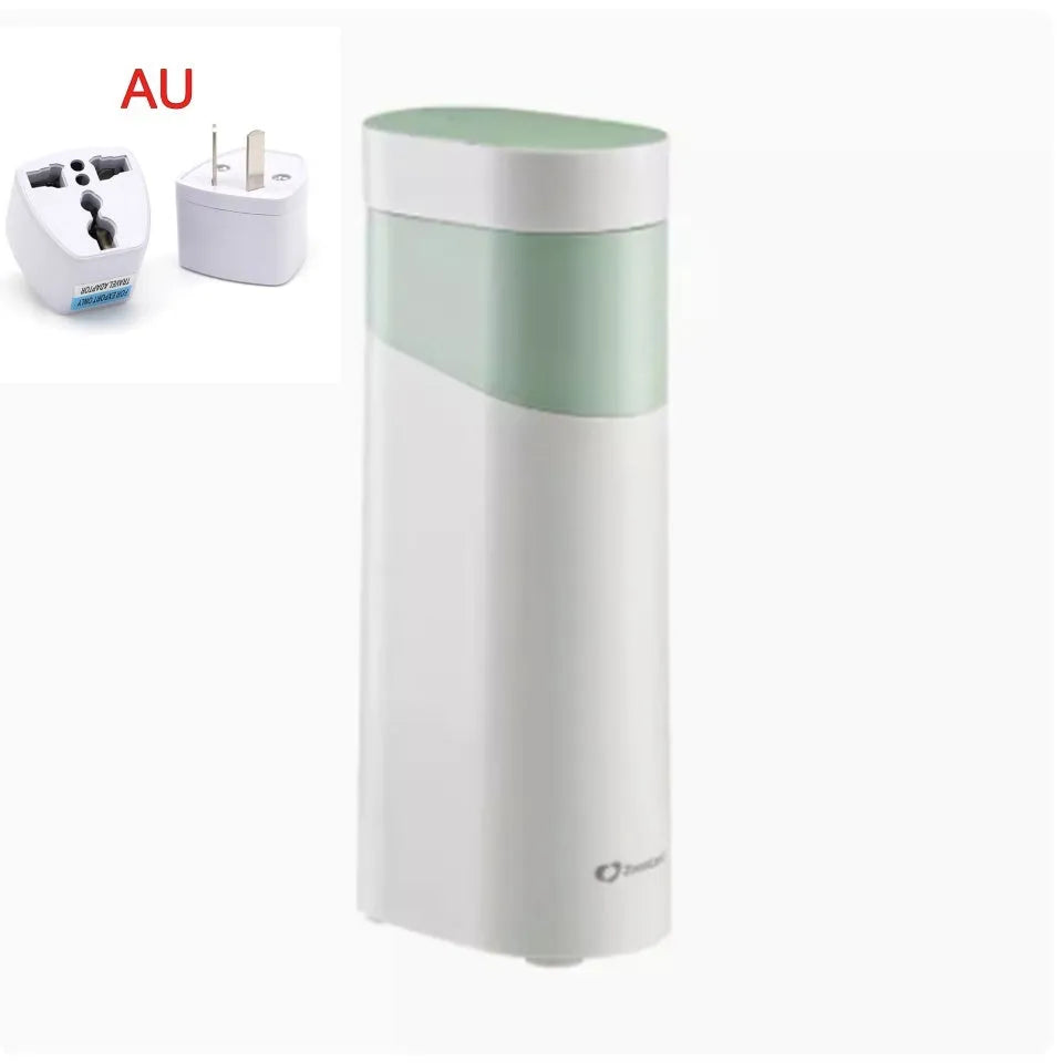 Black and green portable desktop instant water dispenser with digital display and small tank.
