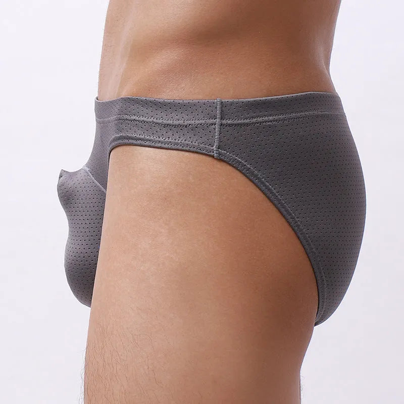 Men's transparent loose fit nylon underwear in black, blue, gray, sky blue, and white colours