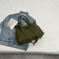 Large capacity shoulder canvas tote bag in solid colour with sandwich pocket and mobile phone compartment