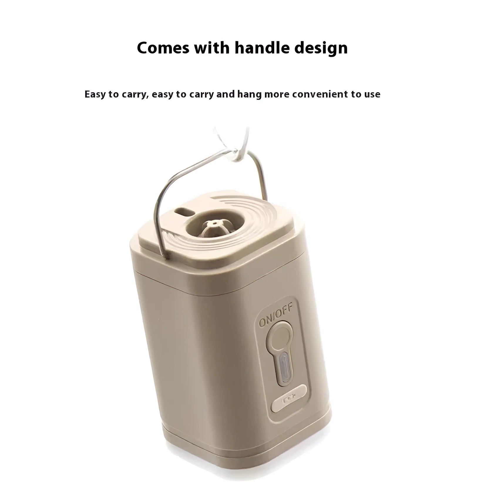 Camping multi-function pump with lighting and SOS in light sand colour, Type-C interface