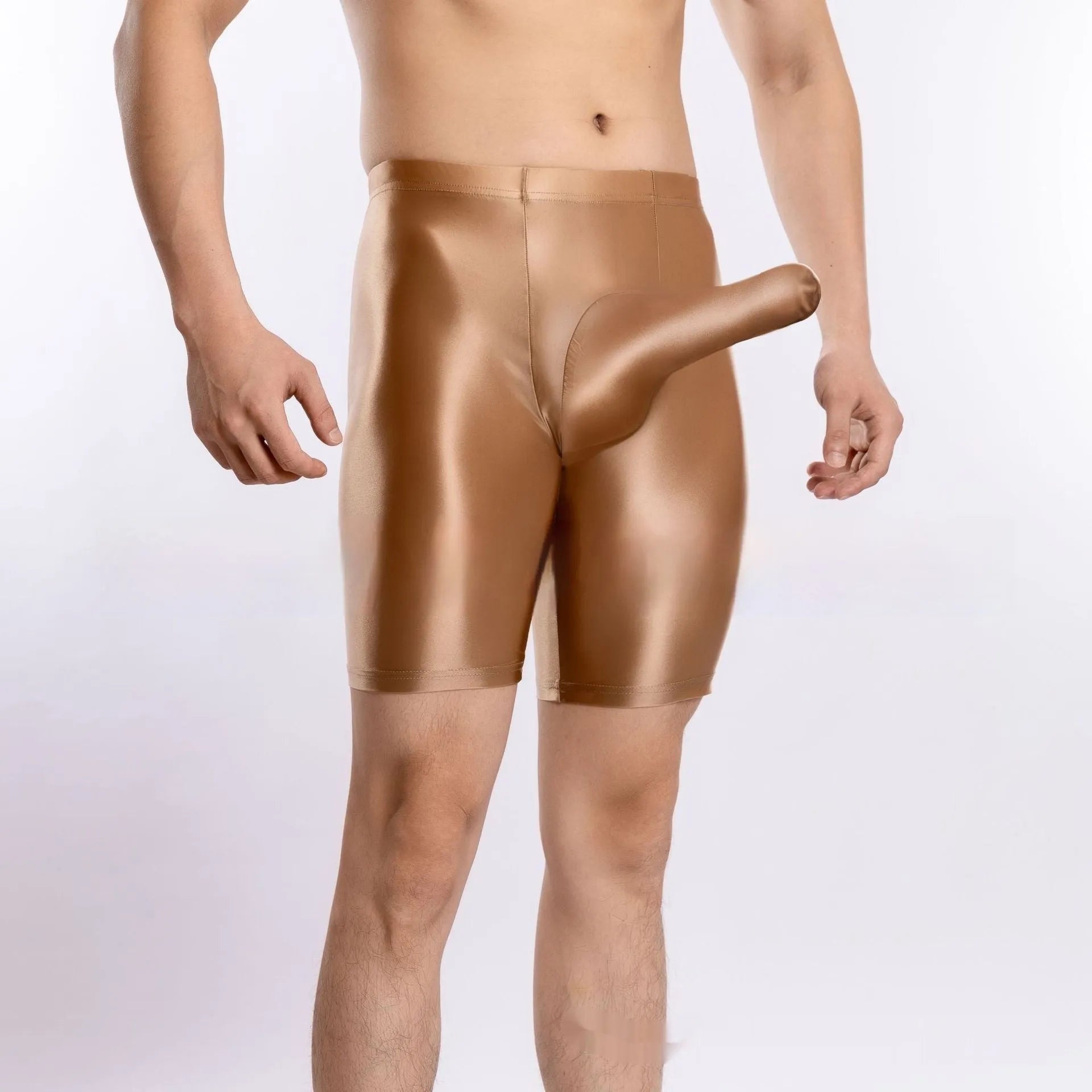 Men's plus size shiny silky sports shorts in nylon fabric available in multiple colours and sizes