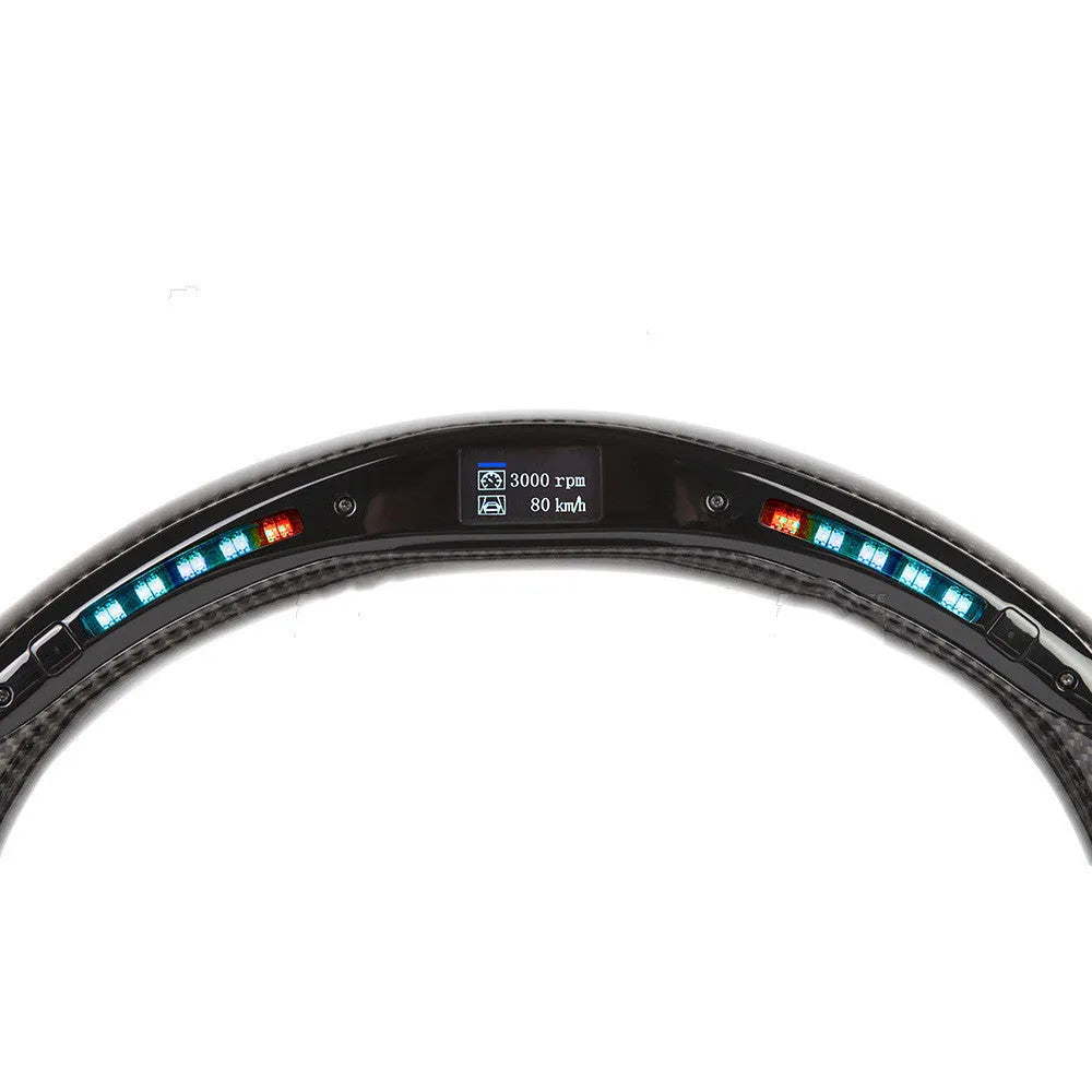 Black carbon fibre LED sports steering wheel for BMW X3 and X5 models