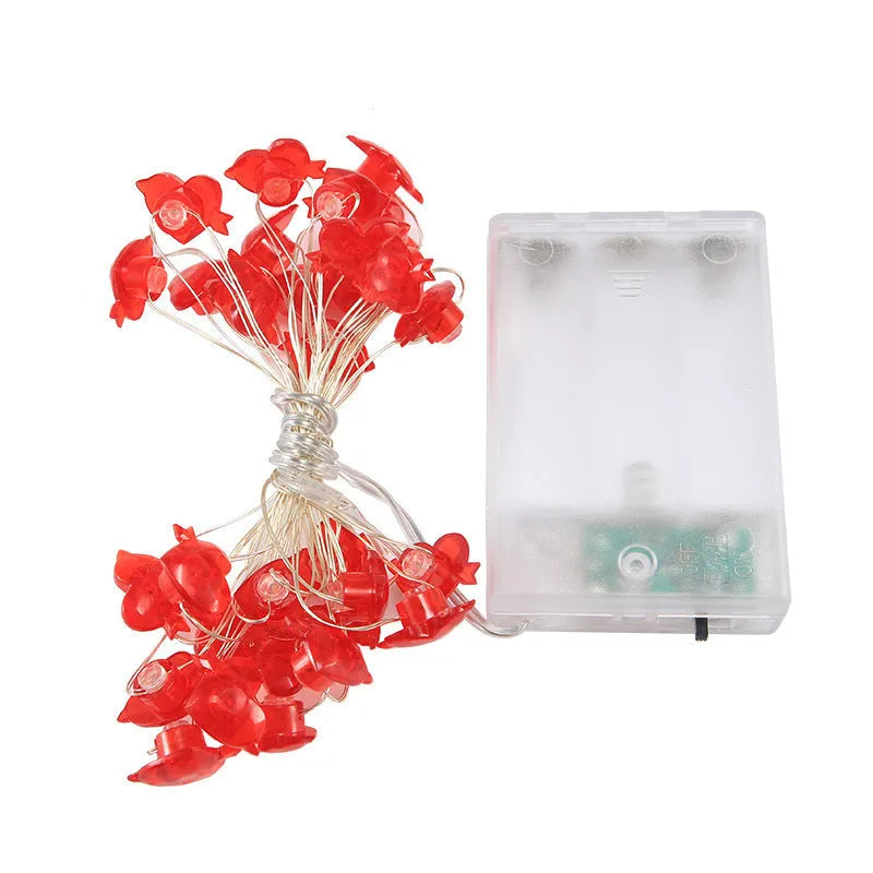 Heart-shaped LED copper wire string lights for Valentine's Day trunk proposal display