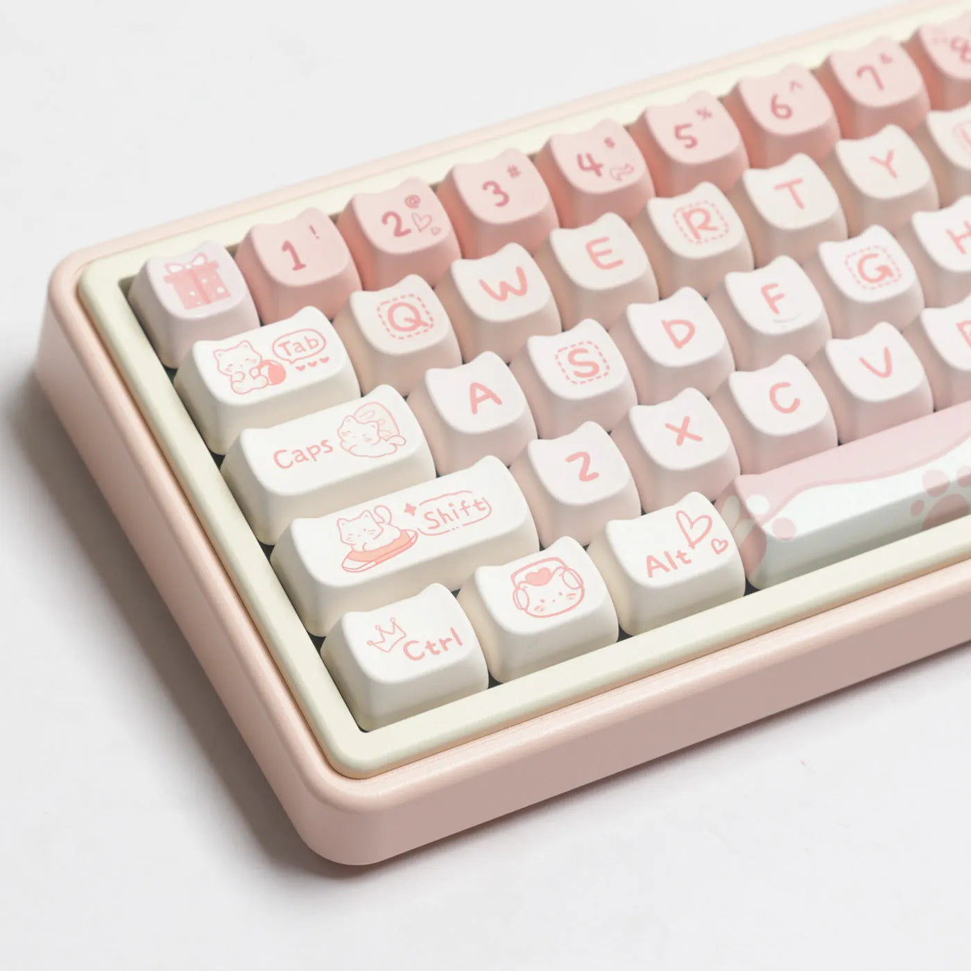 Full set of black PBT sublimation key caps for mechanical keyboards arranged in keyboard layout
