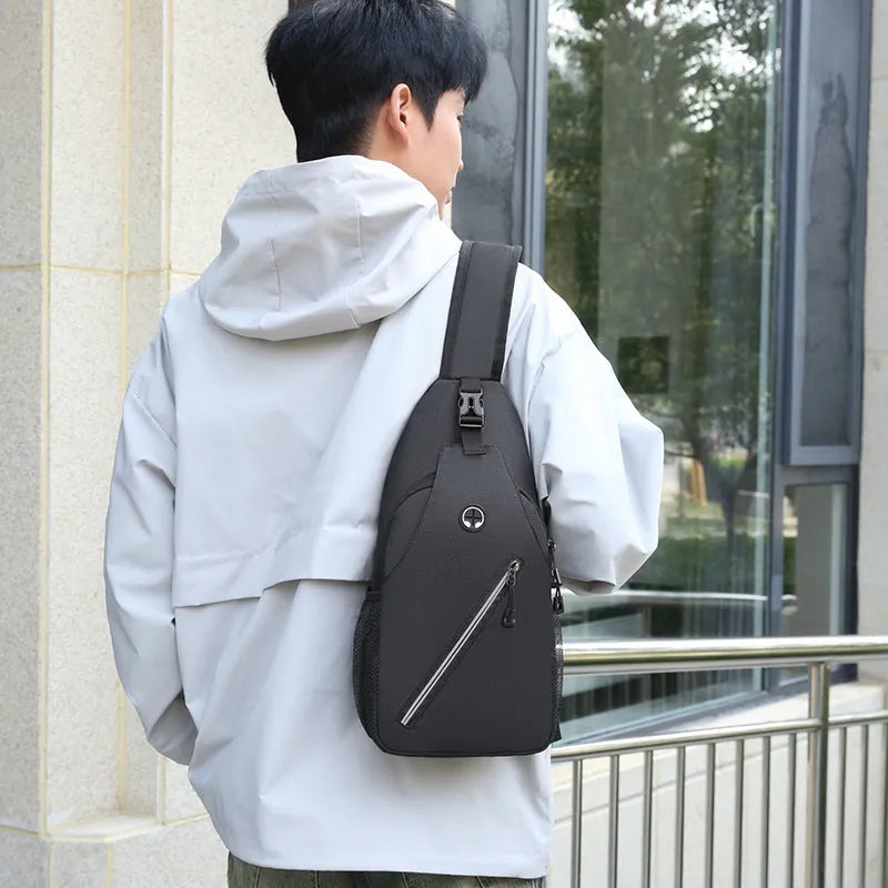 Multifunctional men's shoulder crossbody bag in hard-wearing oxford cloth, large capacity, multiple colour options