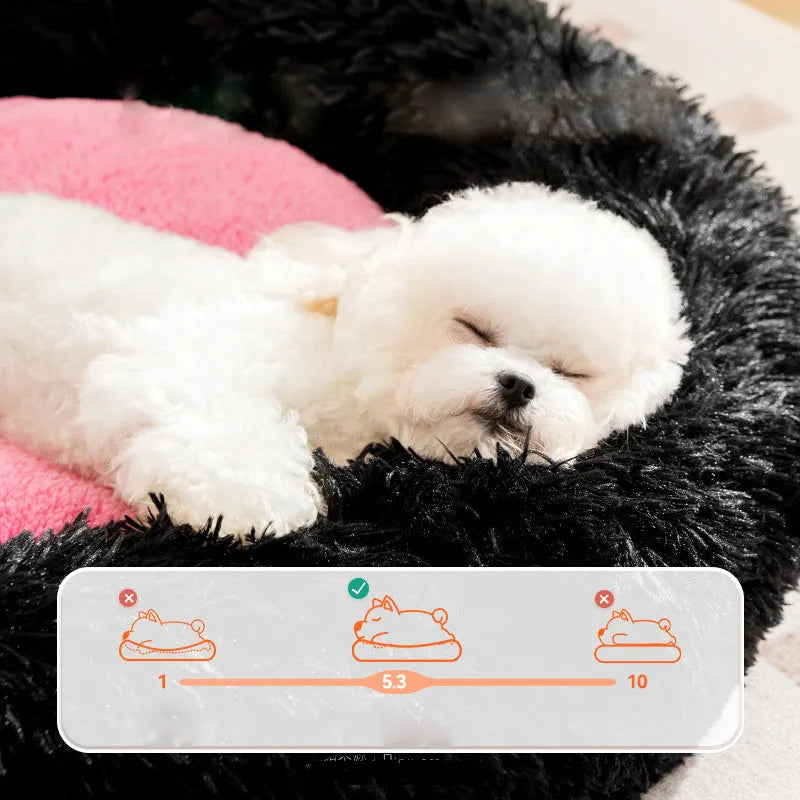 Elf Briquettes blue plush pet sleeping mat with raised edges, shown in a large size.