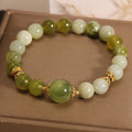Women's bracelet made of green Xiuyan jade with an original design