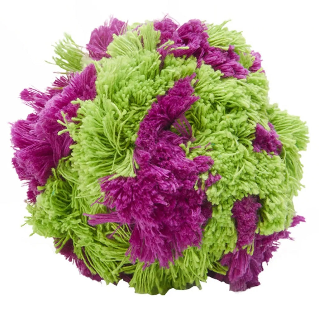 Purple plush seaweed ball dog chew toy measuring 15cm diameter for teething puppies and interactive play