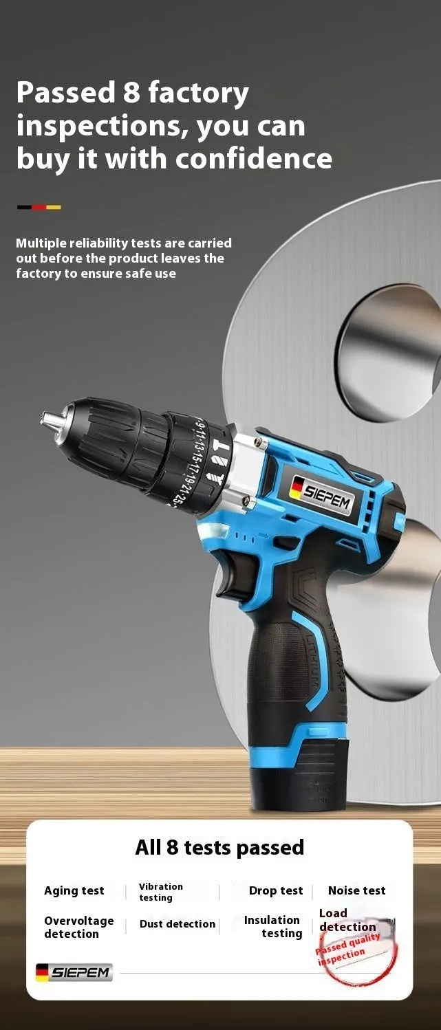 12V two-speed multi functional impact pistol drill electric screwdriver set in luxury packaging