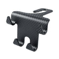Black ABS plastic car hook with integrated mobile phone holder bracket for rear seat backs.