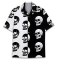 Men's short-sleeve Cuban collar shirt with a colourful Hawaiian pattern print.