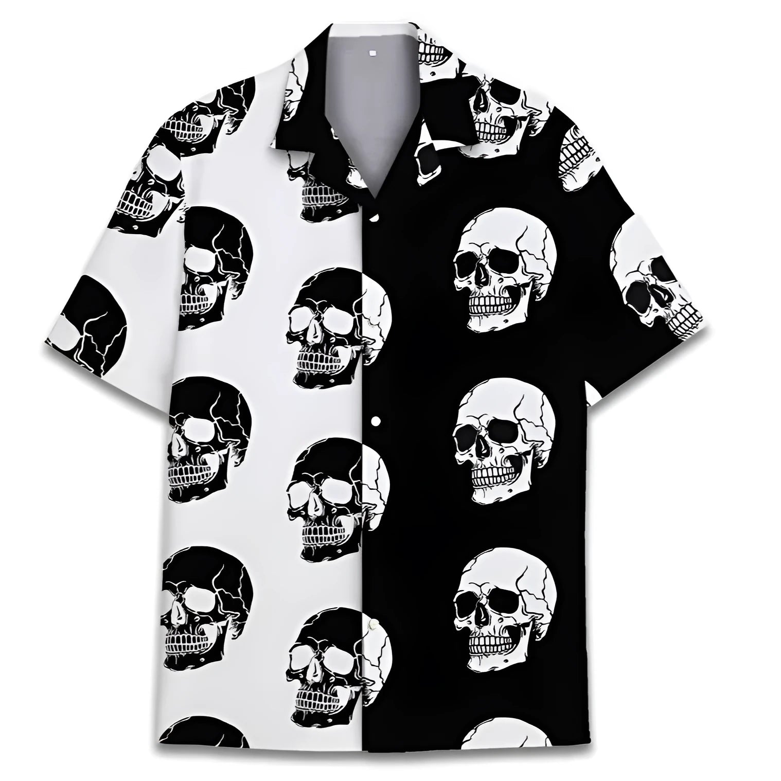 Men's short-sleeve Cuban collar shirt with a colourful Hawaiian pattern print.