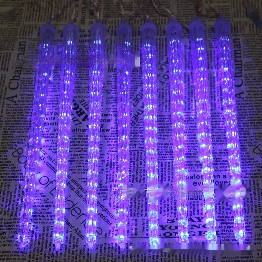Solar LED ice cone shaped meteor shower Christmas lights with remote control