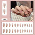 Crystal butterfly fake press-on nail set with 24 pieces and glue tube
