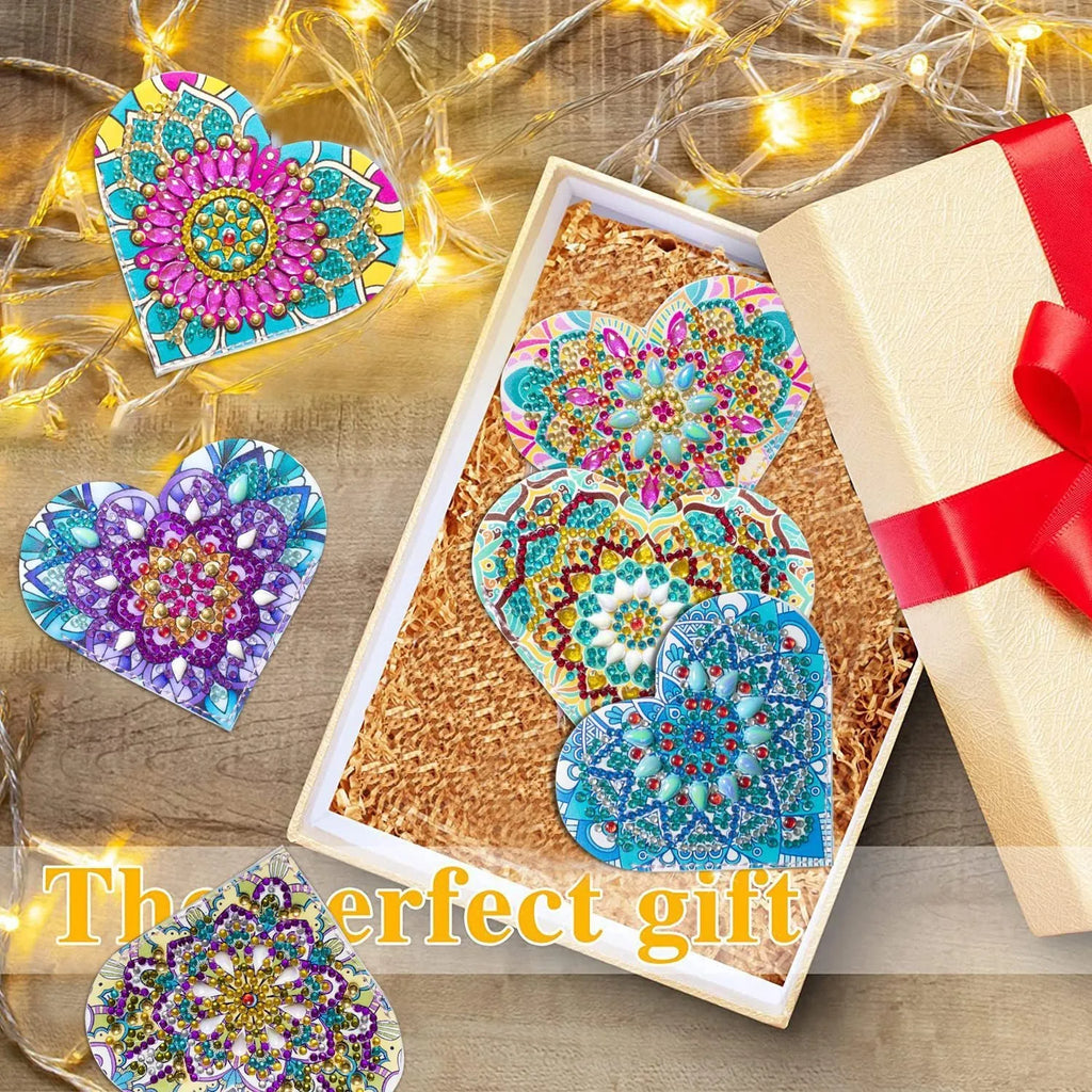Six handmade leather bookmarks with crystal flower designs in modern simplicity style