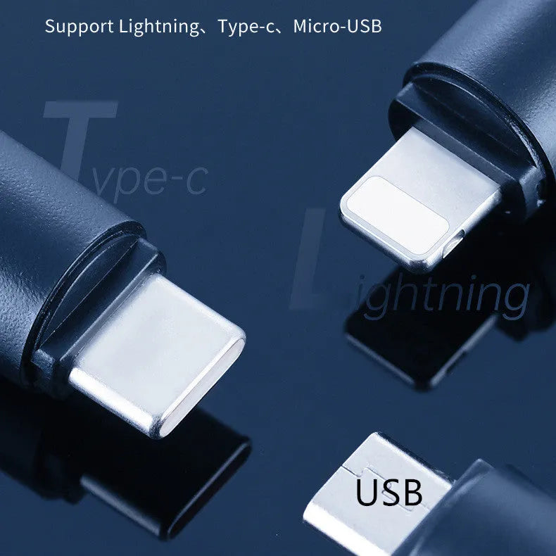 Black capsule infrared emitter with Lightning, Type-C and Micro-USB connectors for smartphone remote control