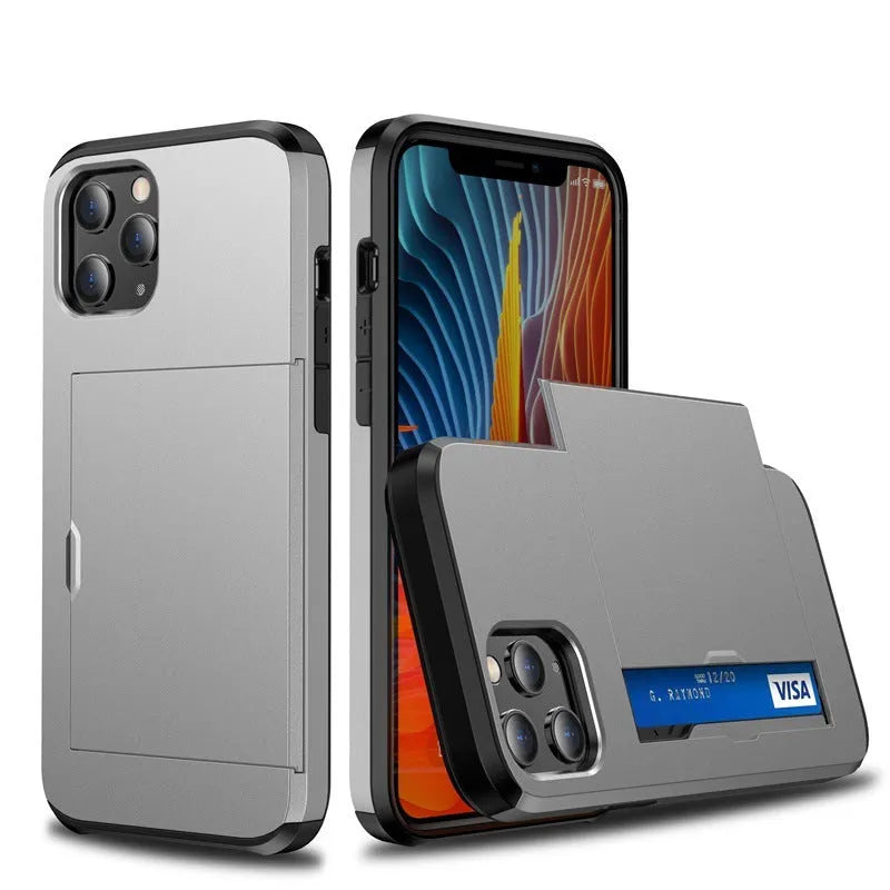 iPhone mobile phone case with sliding card cover in multiple colour options