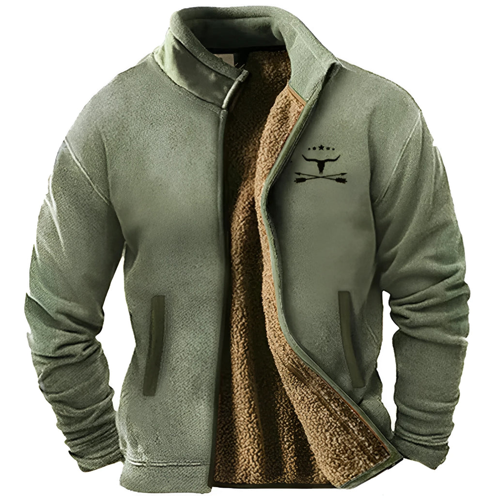 Men's regular fit padded coat in polyester fleece, shown in available colours.