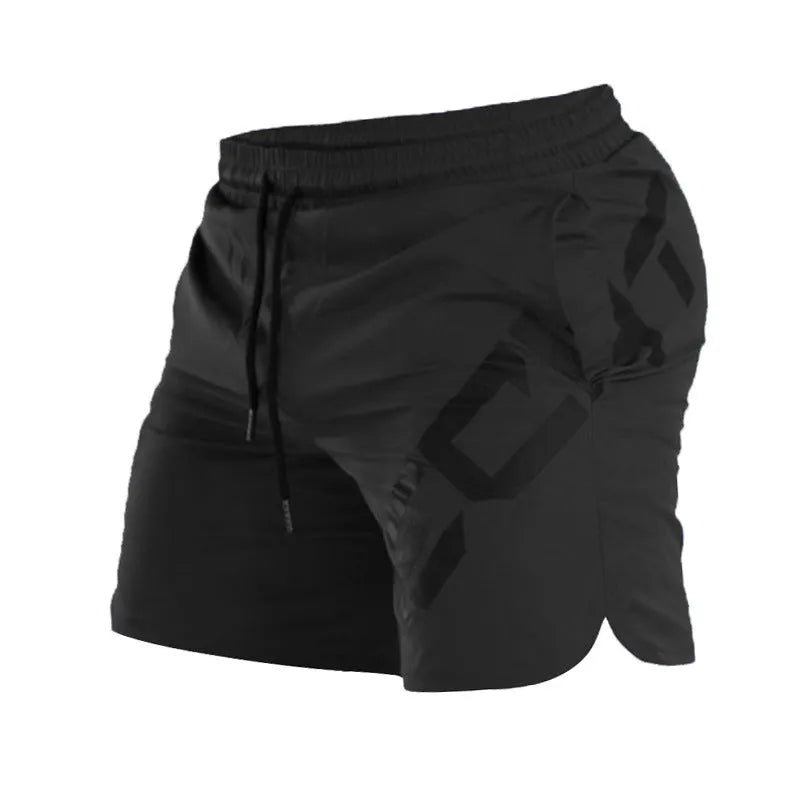 Men's elastic training shorts in quick-drying nylon blend fabric for summer sports
