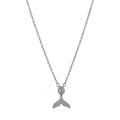 Women's sterling silver necklace with fishtail pendant on O-ring chain, adjustable length 41-50cm