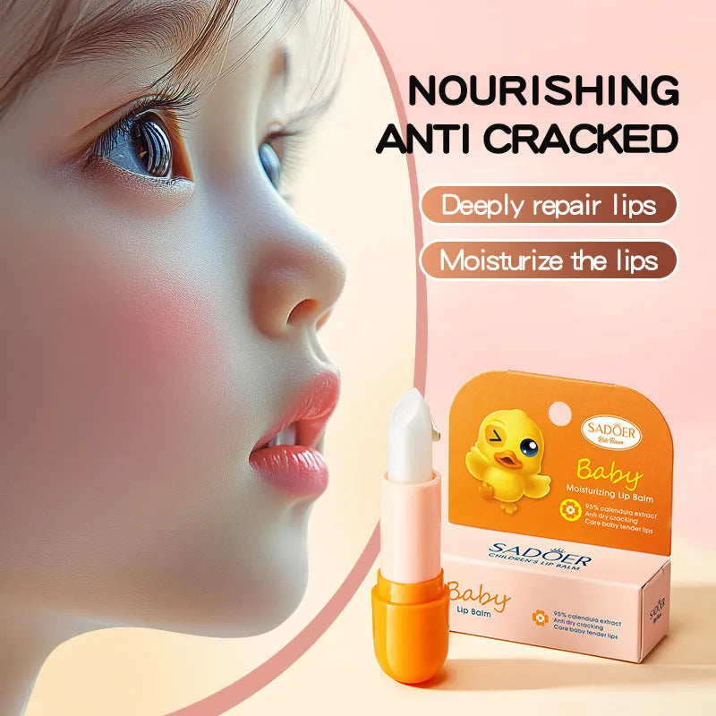 Anti-chapped moisturising lipstick stick in variant options including marigold, avocado, and cherry blossom.